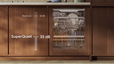 Šnabždesio tylus veikimas, 35 dB su „SuperQuiet“ funkcija