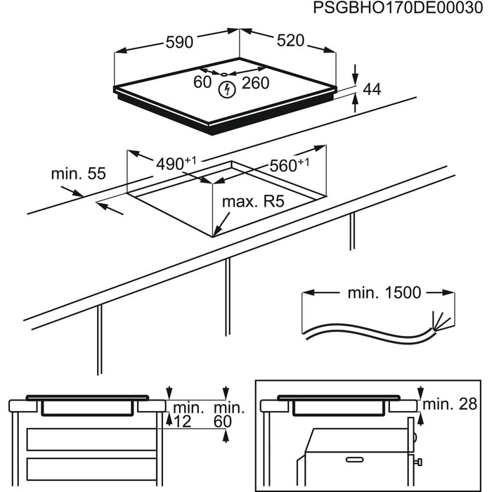 Indukcinė kaitlentė 60 cm 600 serija „SenseBoil“ „Hob2Hood
