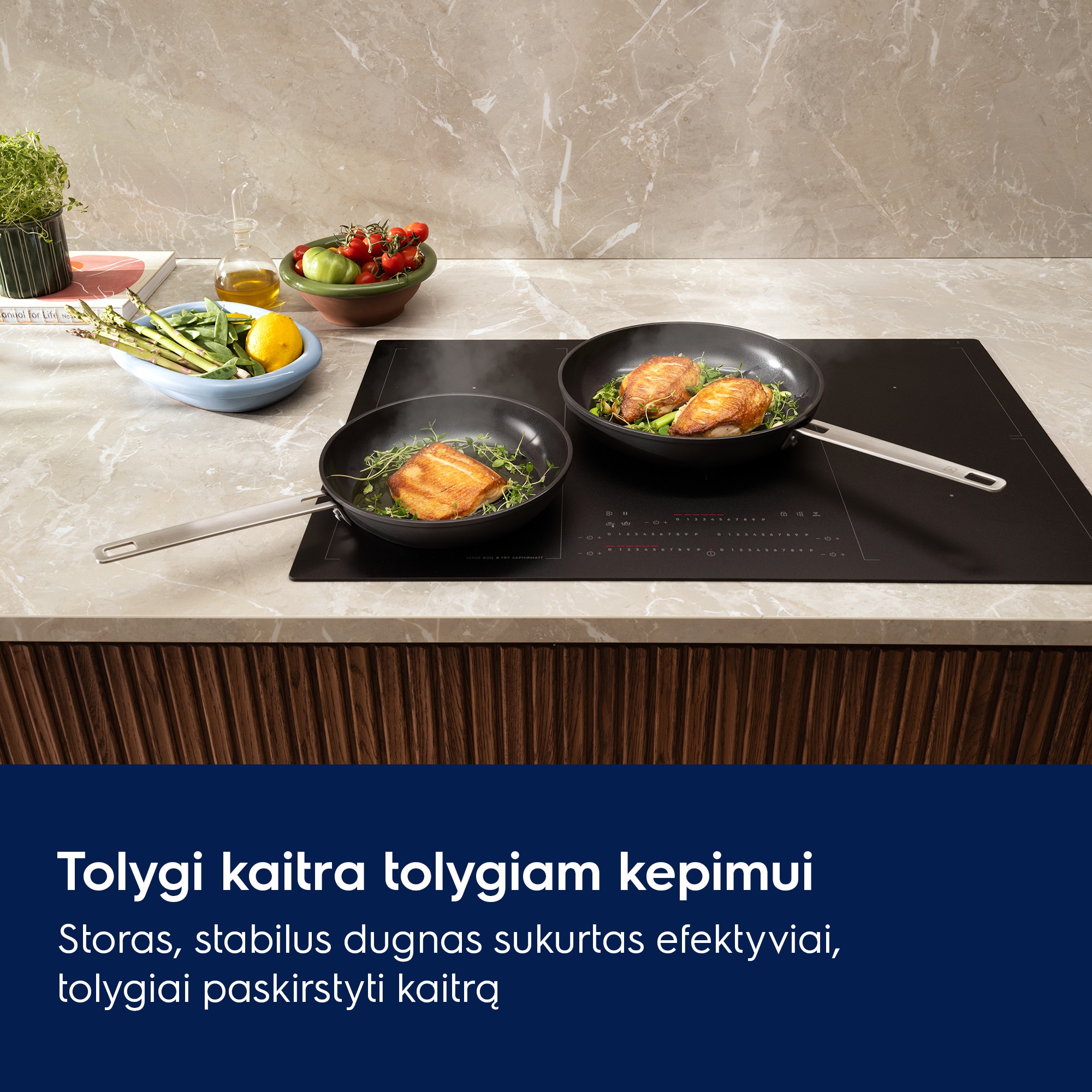 Tolygi kaitra tolygiam kepimui Storas, stabilus dugnas sukurtas efektyviai, tolygiai paskirstyti kaitrą