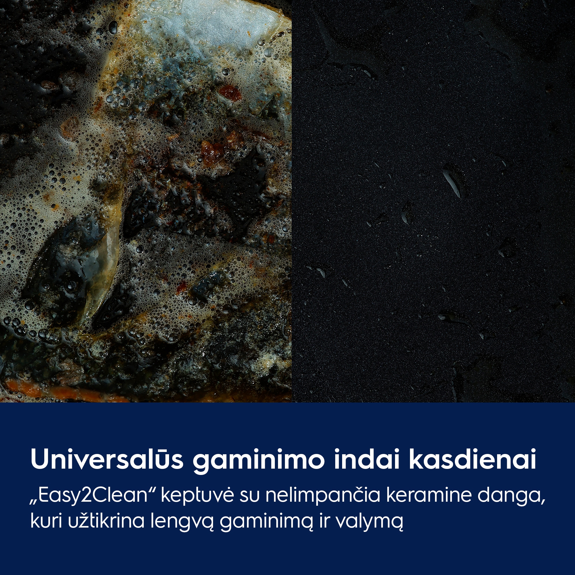 Universalūs gaminimo indai kasdienai „Easy2Clean“ keptuvė su nelimpančia keramine danga, kuri užtikrina lengvą gaminimą ir valymą