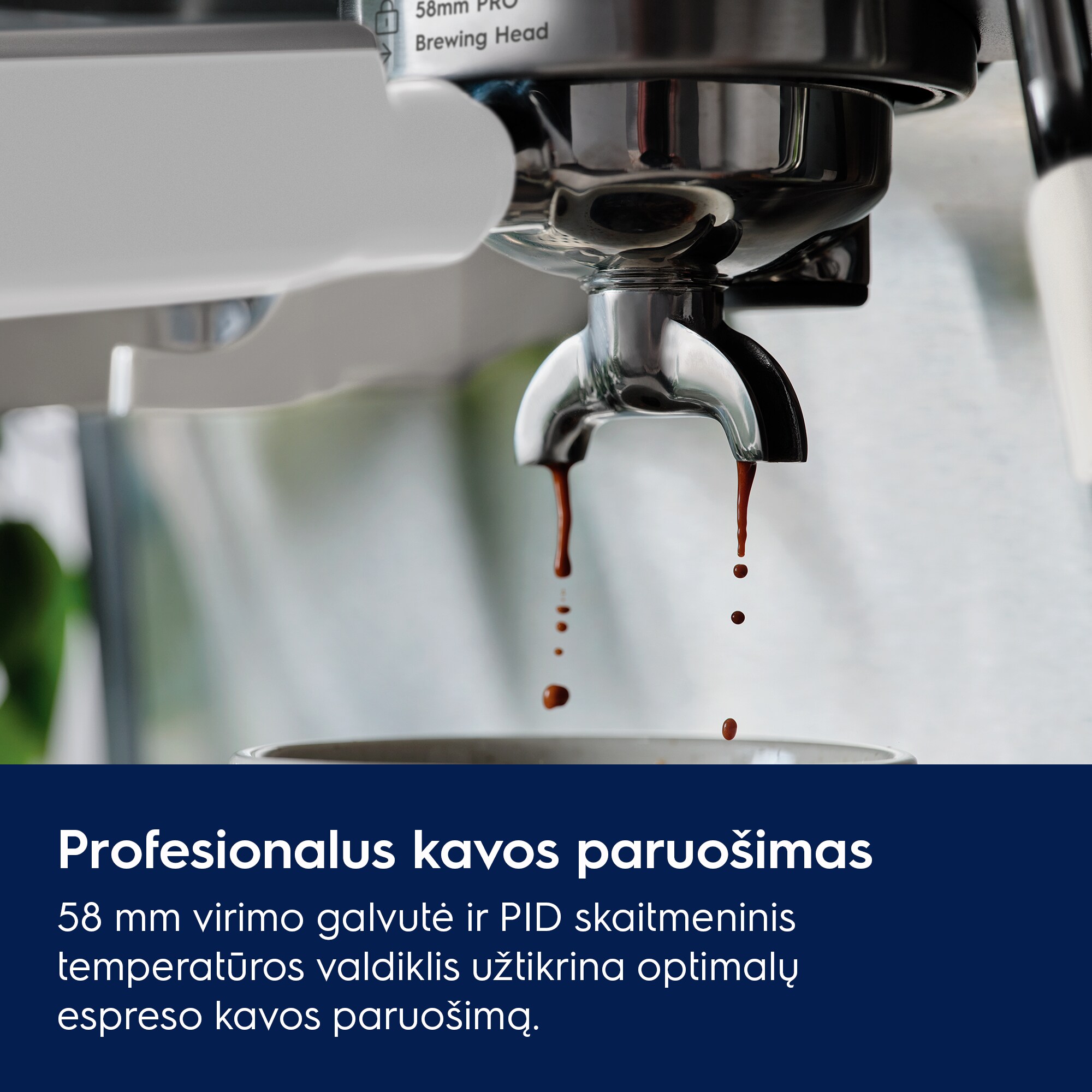 Profesionalus kavos paruošimas 58 mm virimo galvutė ir PID skaitmeninis temperatūros valdiklis užtikrina optimalų espreso kavos paruošimą