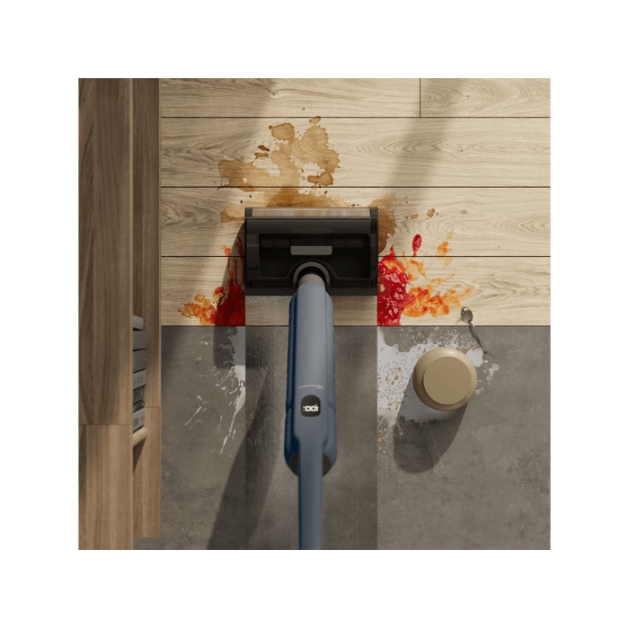 Experience a deeper clean, twice as fast. 
 A powerful motor, tackles spills and stains with ease. It vacuums and mops in one smooth motion.
 With dual water tanks, only fresh water is used for a truly hygienic clean.