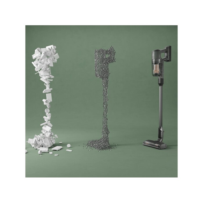 Cordless cleaner made with recycled materials, highlighting sustainability.