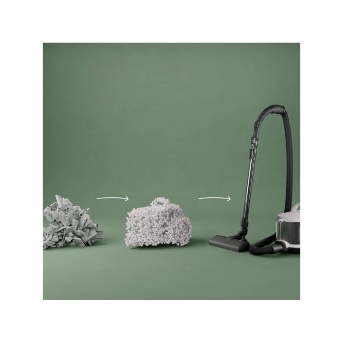 Vacuum cleaner and main nozzle made with up to 50% recycled plastic for a more sustainable choice.