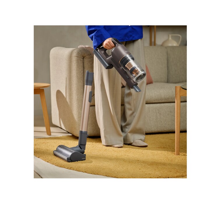 Easily switch to handheld – the main unit stays upright on its own
