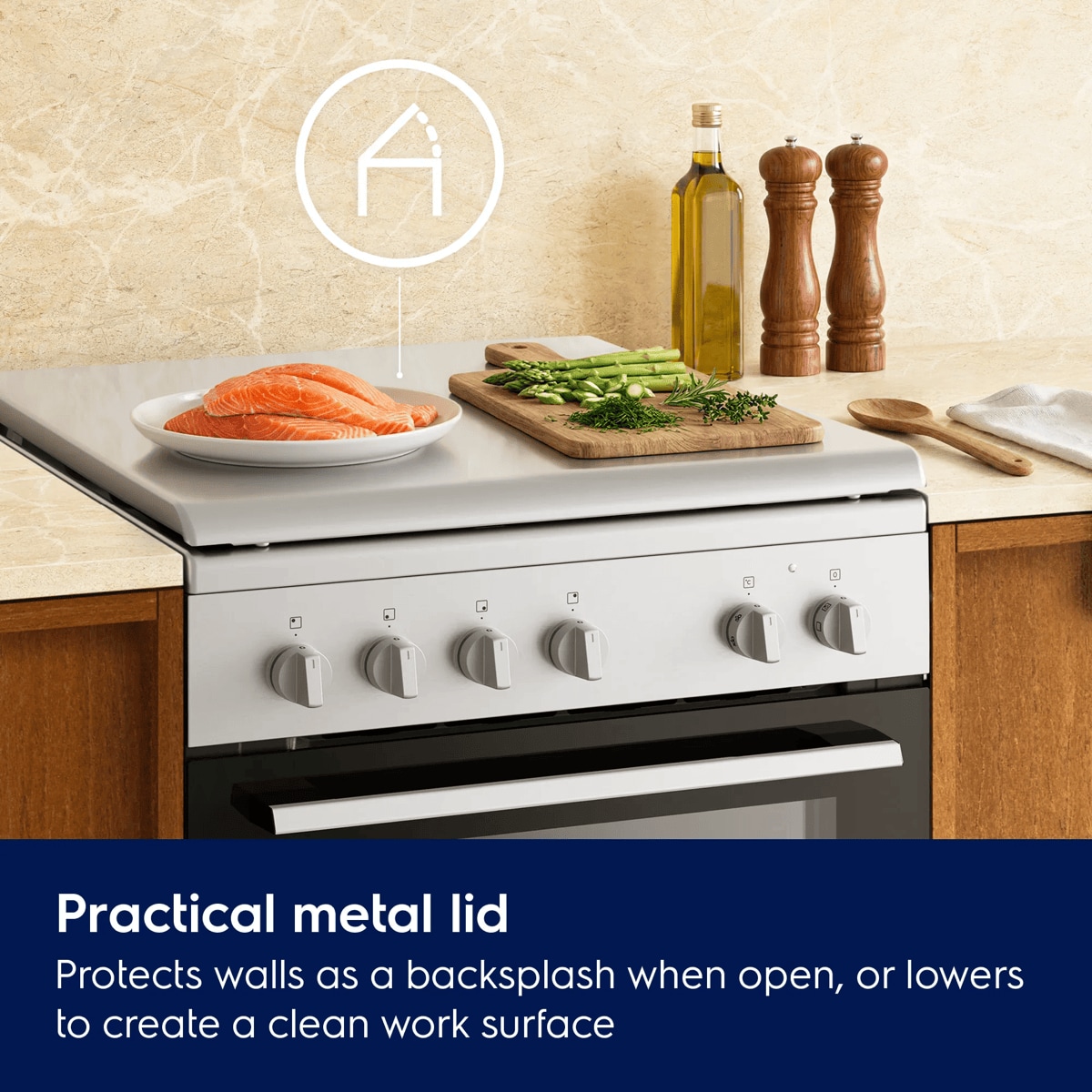 Protects your walls when open, adds extra workspace when closed.