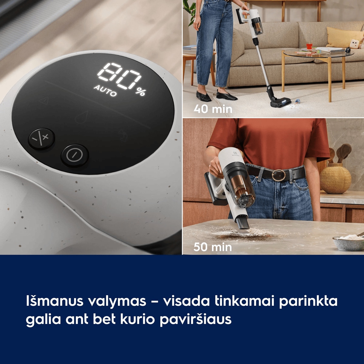 Išmanus valymas – visada tinkamai parinkta galia ant bet kurio paviršiaus