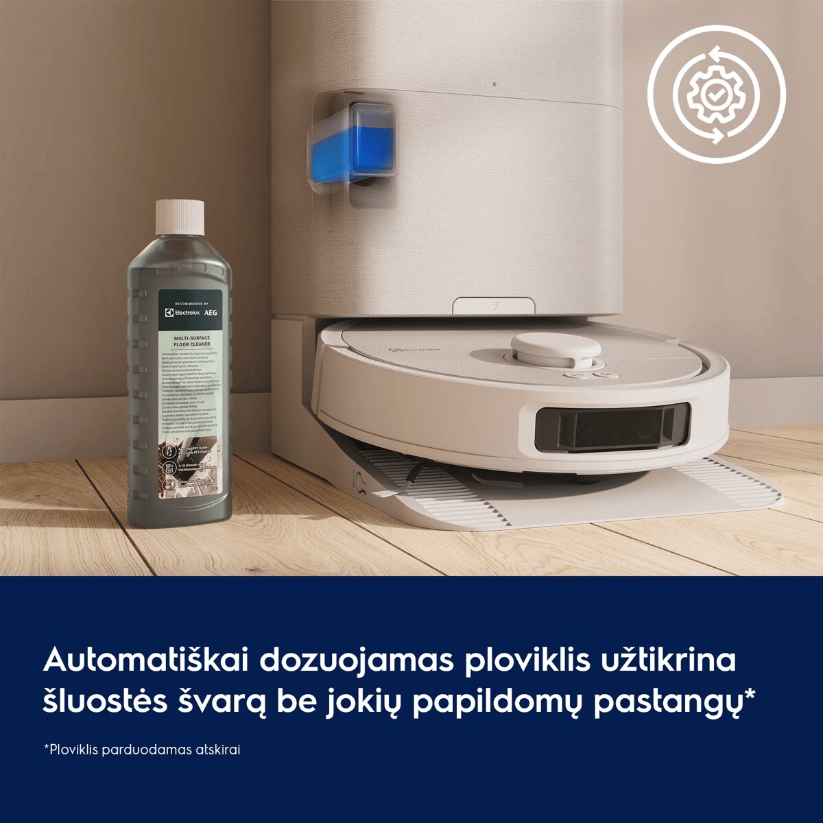 Automatiškai dozuojamas ploviklis užtikrina šluostės švarą be jokių papildomų pastangų*     *Ploviklis parduodamas atskirai