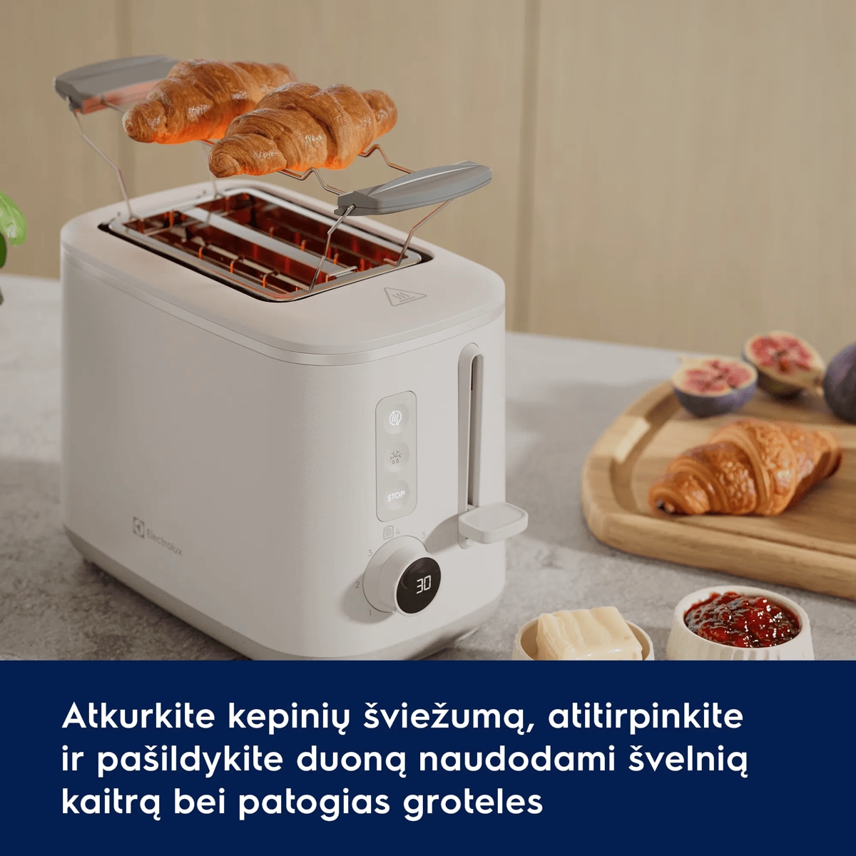 Atkurkite kepinių šviežumą, atitirpinkite ir pašildykite duoną naudodami švelnią kaitrą bei patogias groteles
