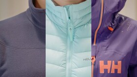 Trijų skirtingų tipų Helly Hansen striukės.
