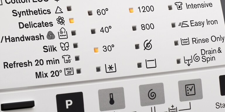 „UltraCare Eco“ valdymo skydelis, rodantis skalbimo šalt vandeniu ciklą