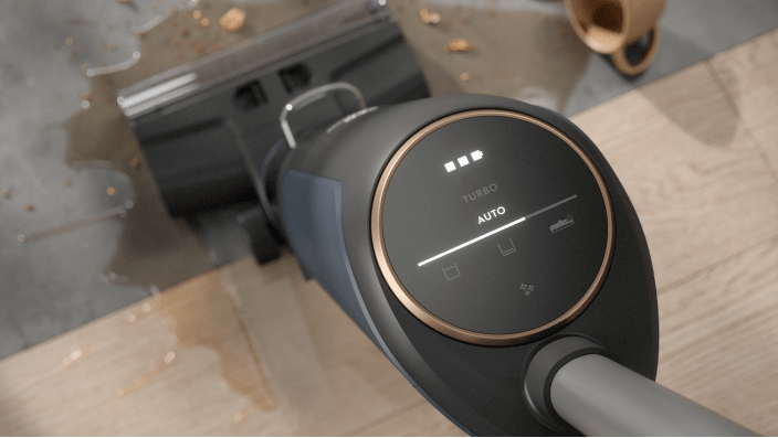 Belaidis siurblys ant medinių grindų