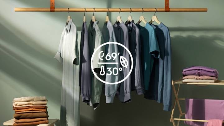 30 laipsnių skalbimo simbolis ir drabužiai